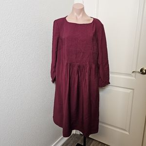 J. Jill Flattering Burgundy Long Sleeve Dress with pintucks, size XLP